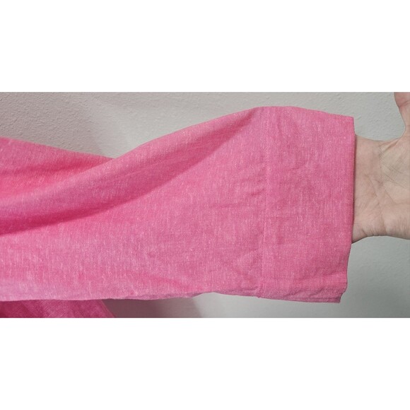 Lands' End Womens Linen Split Neck 3/4 Sleeve Pink Tunic Size Med NWT Pockets - Picture 4 of 12